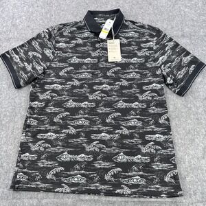 Tommy Bahama Polo Shirt Mens Medium Black Sport Bay View IslandZone UPF 30 Golf